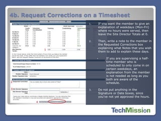 TechMission Corps Timesheet Process Training for Site Directors PPTX