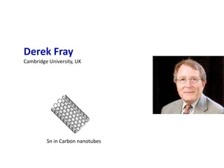 Derek Fray
Cambridge University, UK




         Sn in Carbon nanotubes
 
