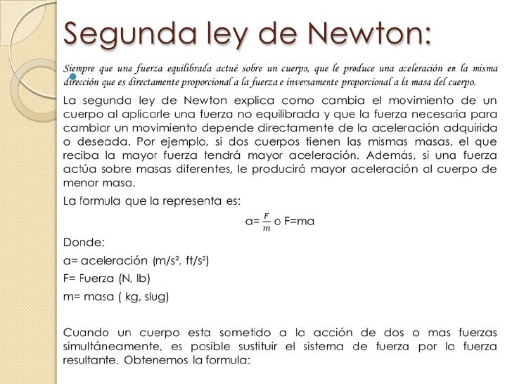 Segunda ley de Newton: