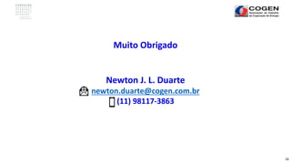 16
Muito Obrigado
Newton J. L. Duarte
newton.duarte@cogen.com.br
(11) 98117-3863
 