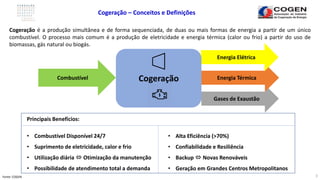 Gases de Exaustão
Energia Térmica
Cogeração – Conceitos e Definições
Cogeração é a produção simultânea e de forma sequenci...