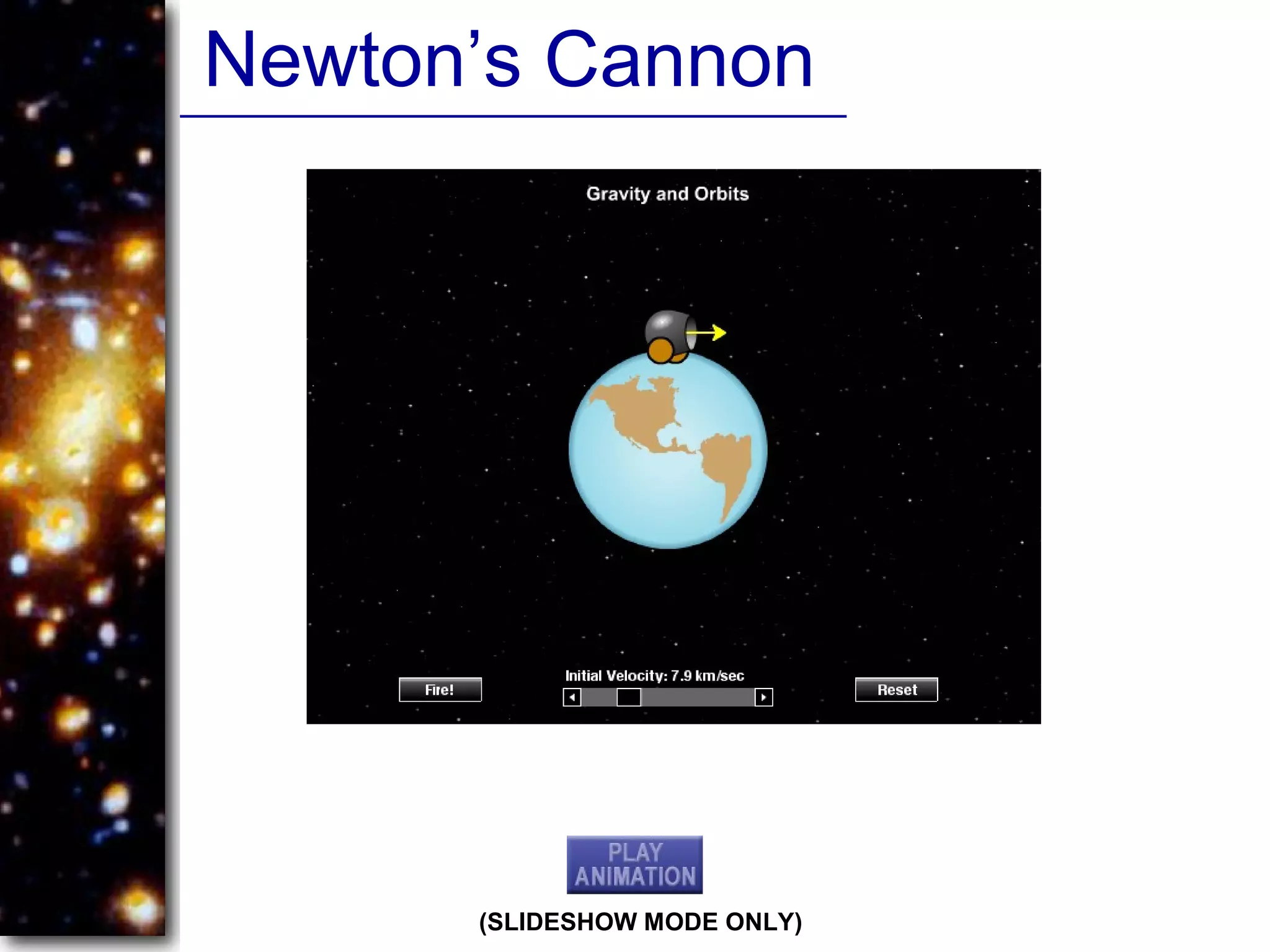 Newton’s Cannon
(SLIDESHOW MODE ONLY)
 