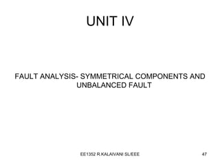 UNIT IV FAULT ANALYSIS- SYMMETRICAL COMPONENTS AND UNBALANCED FAULT 