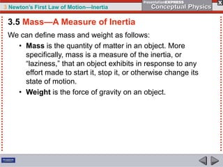 Isaac Newton's first law of motion Chapter 3.ppt
