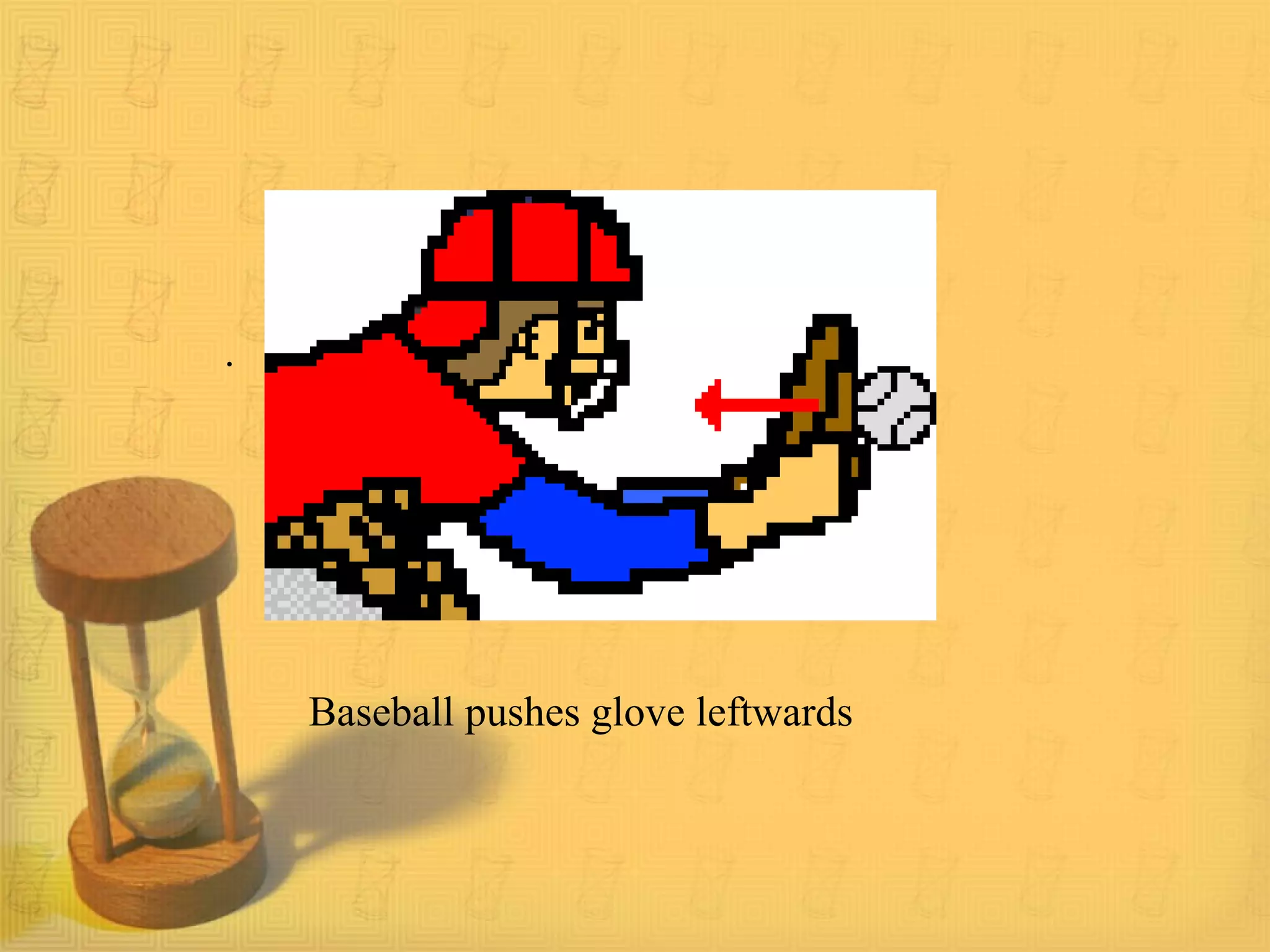 .
Baseball pushes glove leftwards
 