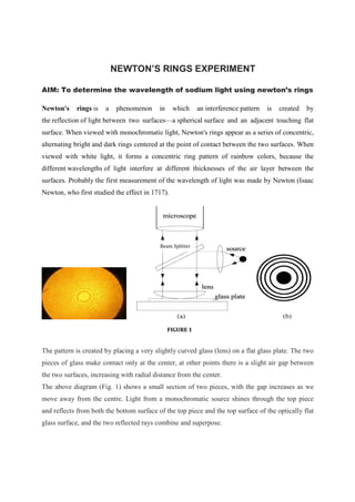Lab Experiment 5 - Interference Fringes and Newton's Rings | PHY 431 | Lab  Reports Optics | Docsity