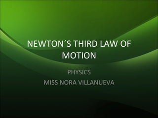 NEWTON´S THIRD LAW OF MOTION PHYSICS MISS NORA VILLANUEVA 
