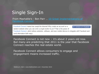 Facebook ConnectWhat is Facebook Connect and what will it mean to you?Stefanie A. Hahn | www.StefanieHahn.com | December 2010