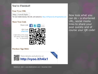 Using Vyoo.itStefanie A. Hahn | www.StefanieHahn.com | December 2010In the final step, your contact information will pull just as your photos did (from the URL you entered on Step 1).  Click Use Profile or re-enter your information.Fill in the blanks and click Save and Continue >>>