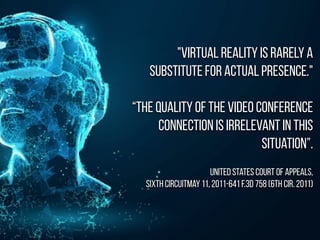 "virtual reality is rarely a
substitute for actual presence."
“the quality of the video conference
connection is irrelevan...