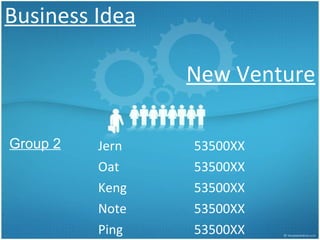 Business Idea     New Venture Jern  53500XX Oat  53500XX Keng  53500XX Note 53500XX Ping 53500XX Group 2 