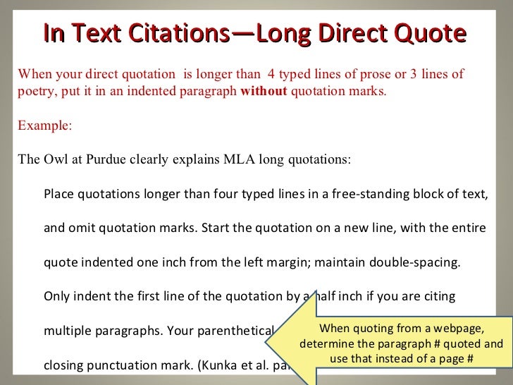 how to put direct quotes into a research paper mla