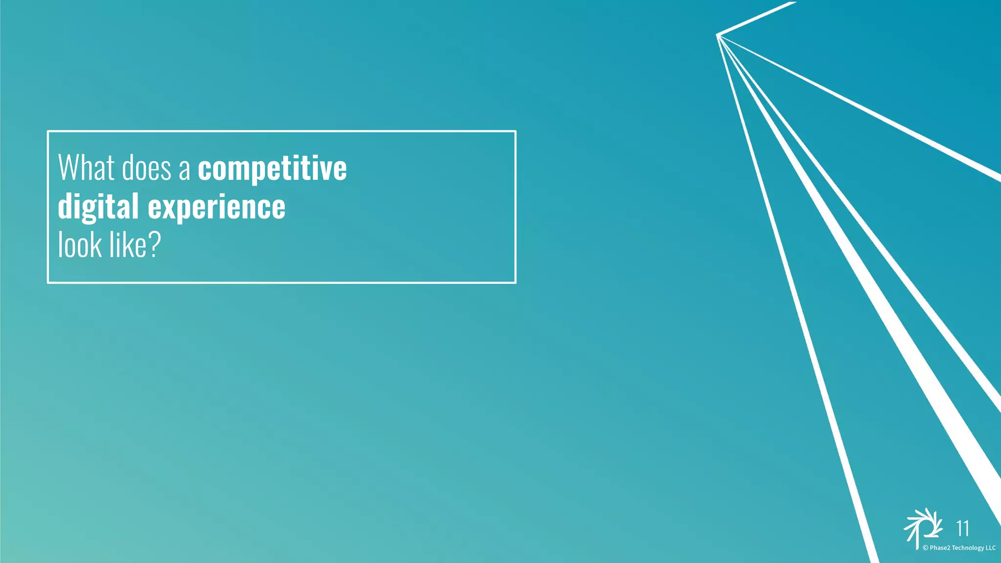 What does a competitive
digital experience
look like?
11
 