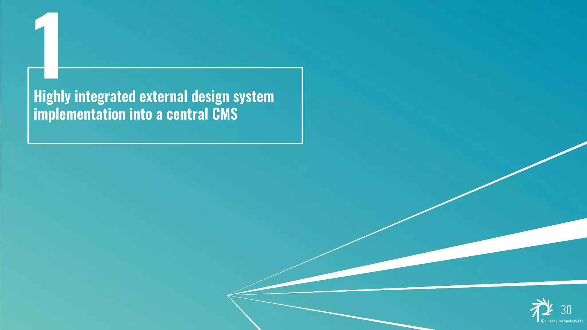 Highly integrated external design system
implementation into a central CMS
30
1
 