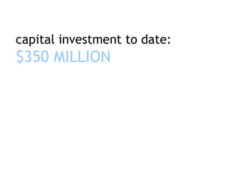capital investment to date: $350 MILLION 