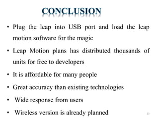 Leap Motion seminar presentation ppt | PPTX