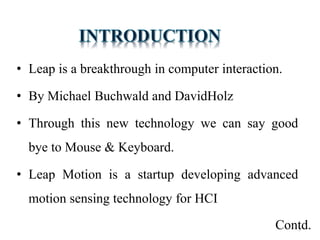 Leap Motion seminar presentation ppt | PPTX