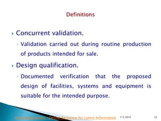 Concurrent Validation Fda New WHO Guidance on Process Validation | PPTX