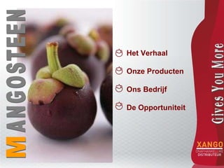 Gives You More M ANGOSTEEN Het Verhaal Onze Producten Ons Bedrijf De Opportuniteit 