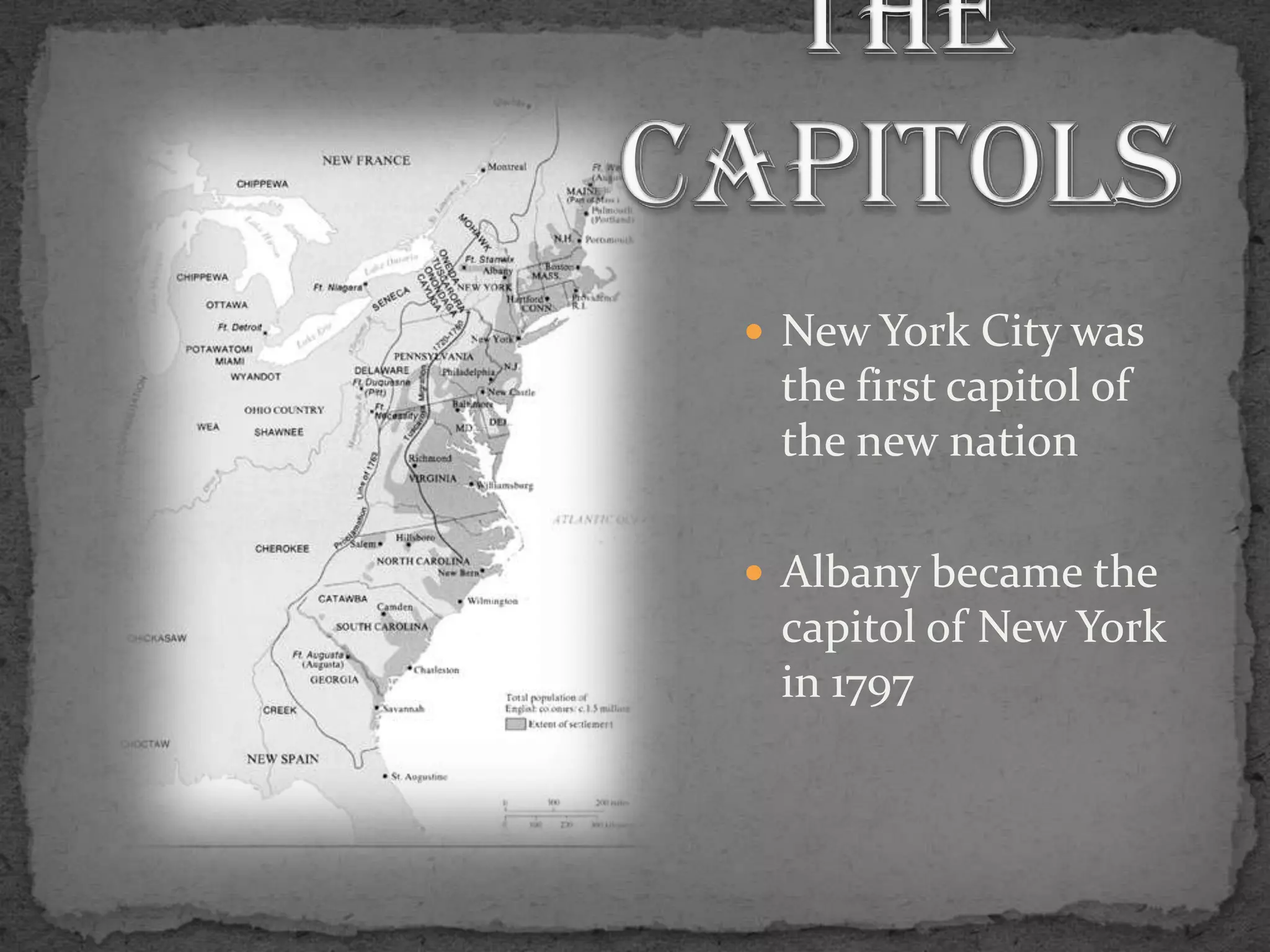 The CapitolsNew York City was the first capitol of the new nationAlbany became the capitol of New York in 1797