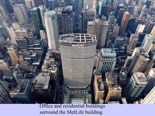 Office and residential buildings surround the MetLife building 