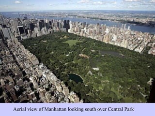 Aerial view of Manhattan looking south over Central Park 