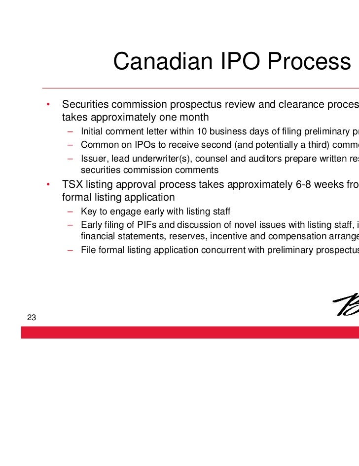 Ipo process in canada