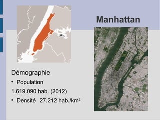 Manhattan
Démographie

Population
1.619.090 hab. (2012)

Densité 27.212 hab./km2
 