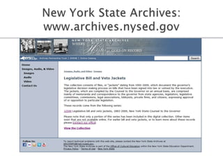 New York State Archives:www.archives.nysed.gov<br />