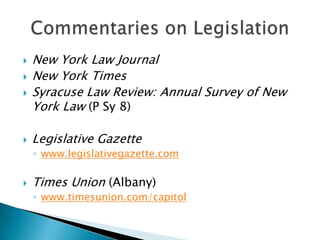 New york state legislative history