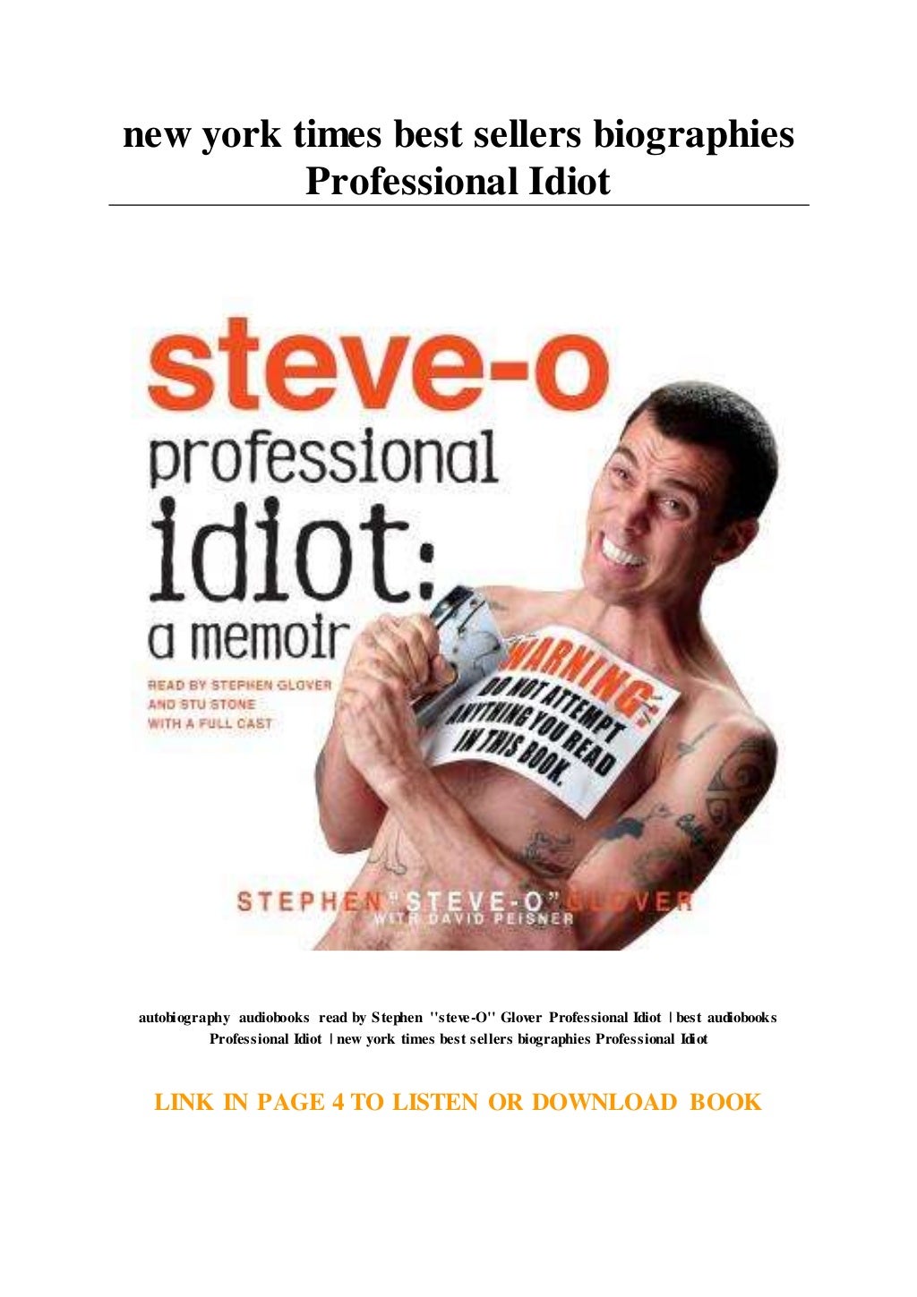 new york times best sellers biographies Professional Idiot