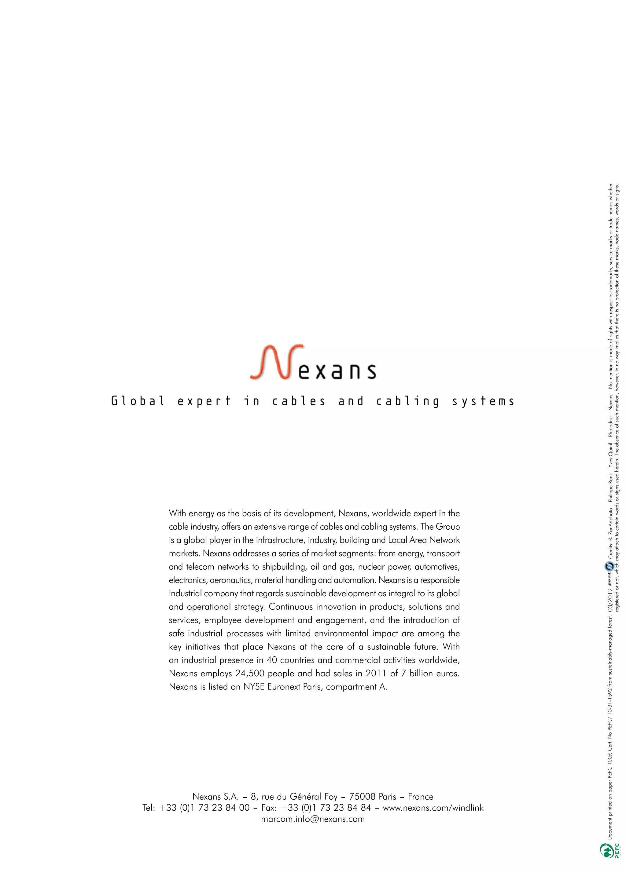 Nexans WINDLINK Cable Solutions For Wind Turbines | PDF