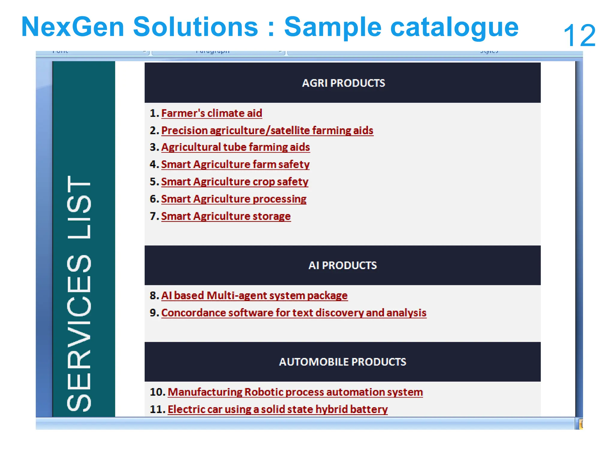 Cataloguesample
NexGen Solutions : Sample catalogue 12
 