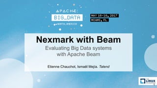 Nexmark with Beam
Evaluating Big Data systems
with Apache Beam
Etienne Chauchot, Ismaël Mejía. Talend
1
 