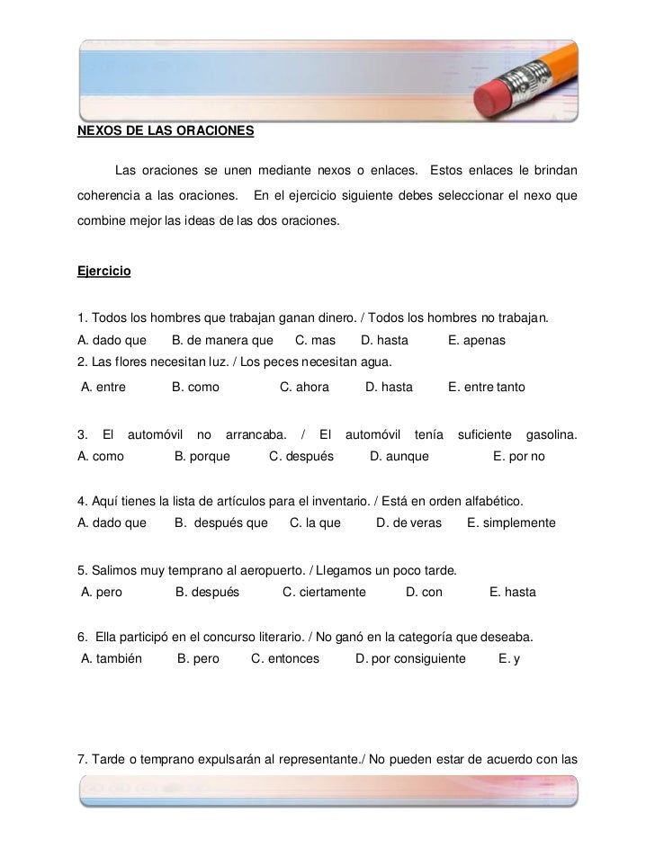 Nexos de las Oraciones