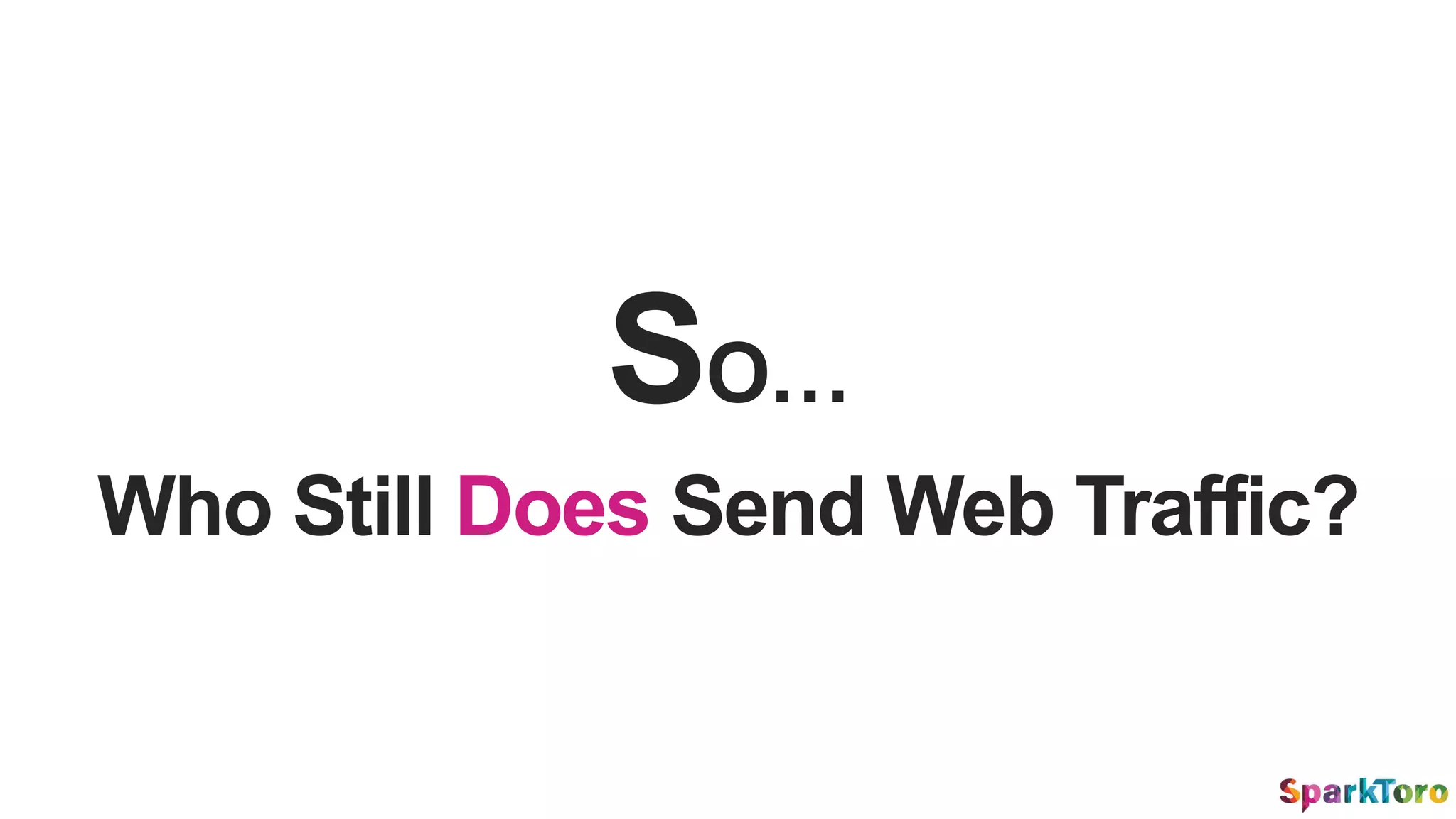 SO…
Who Still Does Send Web Traffic?
 