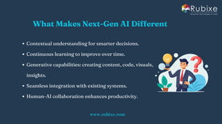 Next-Gen AI Services Redefining Organizational Efficiency | Rubixe | PDF