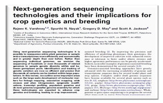 NEXT GENERATION SEQUENCING
THE FUTURE TOOL FOR CHOOSING
DESIRSBLE BREEDING SELECTIONS
 