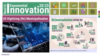 25 December 2024
Exponential
Next10 20:25
05 Digitizing (Re) Municipalisation
ที่มา : www.tni.org / www.localgov.org/blog/beneﬁts-of-digitizing-municipal-revenue-management
Innovation
 