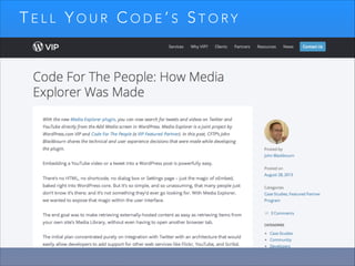 TELL YOUR CODE’S STORY

 
