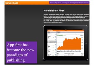 Source: http://www.economy-one.de/swfapps/ipad/ﬁrst/showroom/	





App ﬁrst has
become the new
paradigm of
publishing 	

 