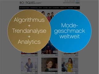Algorithmus
       +         Mode-
Trendanalyse   geschmack
       +         weltweit
   Analytics
 