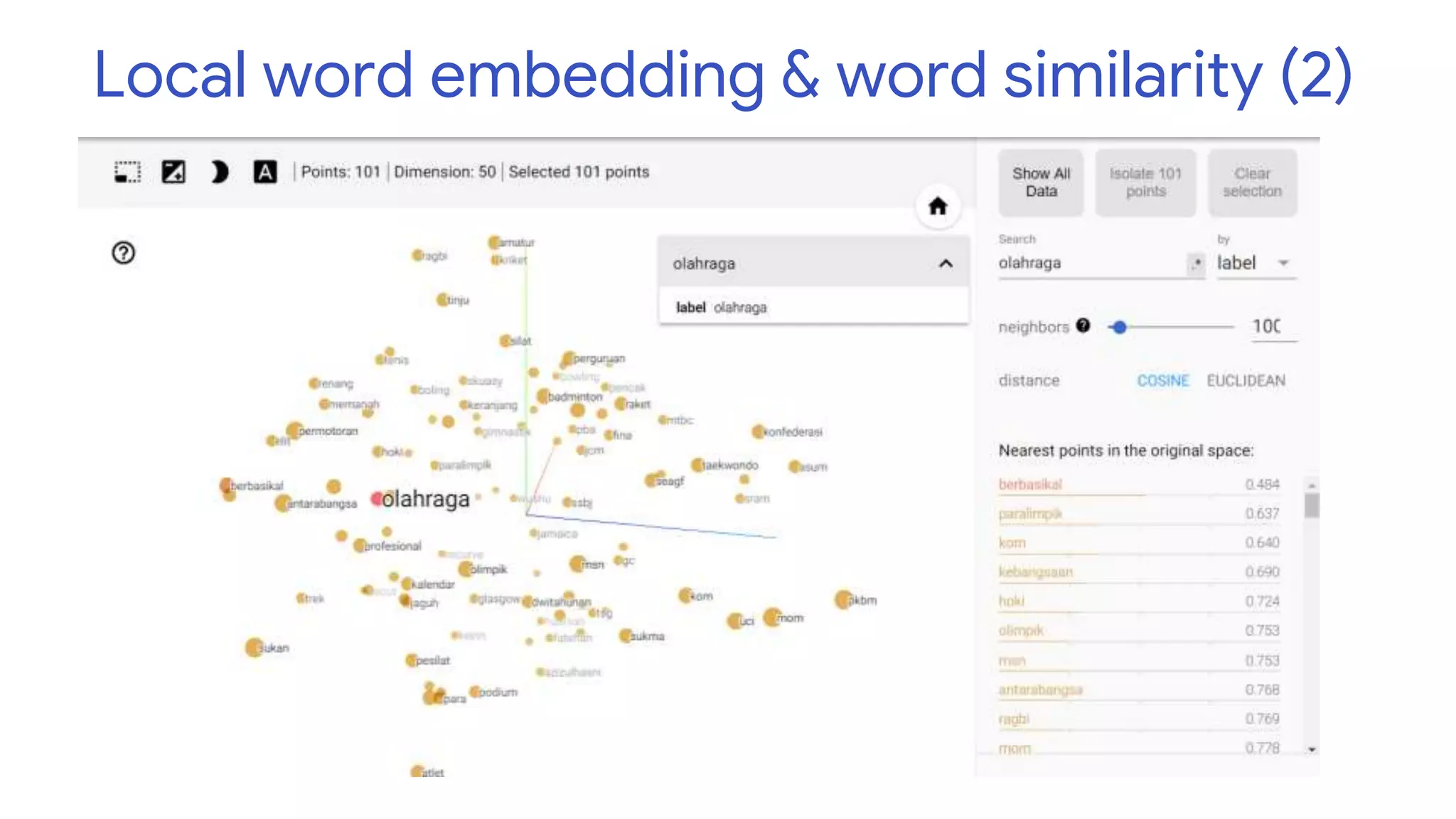 Local word embedding & word similarity (2)
 