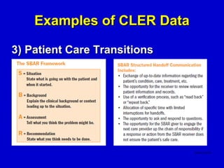 Examples of CLER Data

3) Patient Care Transitions
 