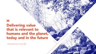 Delivering value
that is relevant to
humans and the planet,
today and in the future
P R E S E N T A T I O N V I D E O
 