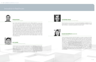 NEXT CONFERENCE ON INNOVATION & THE FUTURE▶
014 / 015
Innovation in Healthcare
파반은 그만의 번뜩이는 재치를 바탕으로 유능한 팀원들과 함께 일하는것 을 즐기는 연쇄창업가이자 엔젤투자자이다. 그는 Neoteris (Juniper
에 인수), myCFO(Harris에 인수), Sigaba (Proofpoint에 인수), Benu, Infoaxe 와 Trackle (그가 창업자였던) 와 같은 기업들에 투자를 진행하였
다. 그는 2002년 Cendura Corporation을 공동 설립하고 회장 겸 CEO를 역임하기도했다.. 당시 파반은 포츈500대 기업 다수의 전산실에 설
치된 전산실자동소프트웨어를 생산하였으며 관련 산업의 선도적 기업으로 회사를 꾸려갔다. Cendura는 2006년 CA(구 컴퓨터 어소시에이
츠)에 인수되었다. 그는 1996년, Silicon Graphics & Netscape Communications의 창립자인 Jim Clark와 함께 Healtheon(현 WebMD) 을 설립
하였으며 최고기술책임자 및 인터넷 사업부 수석부사장으로 재직하였다. 그는 관련 부서의 총책임자로서 인터넷 기반 e헬스 서비스를 비롯
한 WebMD의 제품 전라인을 총괄하였다. 그의 재임 기간 동안 Cendura은 연간 매출액 10억달러 달성하였고 8천명의 임직원과 수십억 달러
상당의 자산 가치를 보유하여 세계 최대의 e헬스 회사로 발돋움 하였다. 파반은 역할은 마이클 루이스의 저서 “The New New Thing”를 베스
트셀러로 만드는데에도 공헌하였다. WebMD에서의 경력이전에 그는 실리콘 그래픽스에서 인터랙티브 미디어 그룹 총책임자를 역임하고 플
로리다주 올랜도에 위치한 타임워너사에서 TV프로젝트 전개 사업을 담당하였다. 타임워너사의 프로젝트는 여태까지 개발된 가장 특출나고
수준높은 ITV 시스템으로 널리 알려져있으며 이후 다양한 최첨단 기술 및 관련 회사들에게 탄탄한 토대가 되고있다 (예: Tivo). 파반은 인도
기술연구소 (칸푸르)에서 전기공학 공학사와 위스콘신대학교 매디슨캠퍼스에서 M.S.C.S를 수여받았다. 현재는 여러 기업 이사회 및 자문위
원회에서 활동하고 있으다. 또한 1999년~2009년 사이에 미국 인디아 비즈니스 협회의 이사회 멤버로도 활동하였다. 그는 Band of Angels
와 TIE Angels의 멤버이기도 하다.
카이 황은 비디오 게임사인 RedOctance의 공동 설립자이며 1999년부터2009년까지 사장 겸 최고경영자를 역임했다. 레드옥탄은 많은 이들이 ‘
지난10년간 가장 영향력 있는’ 비디오 게임이라 인정하는 기타히어로의 퍼블리셔이다. 기타히어로는 비디오 게임업계에서 Mario 와 Madden NFL
다음으로 큰 수십억달러의 매출액을 기록한 게임이다. RedOctane은 카이와 그의 형 찰스 황 형제에 의해 공동 설립 되였으며 1999년에는 세계
최초로 온라인 게임 임대 서비스를 시작했다. 2005년 기타히어로를 출시하여 당시 가장 빠르게 성장한 비디오 게임 프랜차이즈로 자리매김 하였
으며, 십억여 달러의 매출액을 달성하였다. RedOctane은 2006 년 Activision에 의해 인수되었다. RedOctane 설립이전에 카이는 서버 장비시장을
겨냥한 솔루션개발 소프트웨어 회사인 Adux Software의 공동 설립자 겸 CEO를 역임하였다. Adux 소프트웨어는 1999년에 매각되었다. 또한 그는
과거 포츈 500의 고객들과 함께 일하며 공급망관리에 대한 자문을 제공하는 Accenture의 컨설턴트로 활동하기도 했다.
Pavan Nigam
Co-Founder of Healthon/WebMD
Kai Huang
Co-Founder of RedOctane (Guitar Hero)
캐서린 모어 박사는 현재 Intuitive Surgical Medical Research 의 이사로서 새로운 수술에 대한절차들을 만들고 수술결과를 향상시켜주는 신기술
을 평가하는 일을 담당하고 있다. 그녀는 로봇 수술과 지속 가능 기술 분야의 전문가로, 알맞게 적용된 기술들이 우리 사회에 줄 수 있는 이익들을
실현시키기 위해 노력하고 있다. 그녀에 대해 수많은 기사들이 출판 되었으며 뉴스에도 여러번 소개되었다.
TV와라디오 프로그램 진행자, 프로듀서, 칼럼니스트, 콘텐츠 제작자 및 컨설턴트로서 수잔 리 맥도날드는 그녀의 동양과과 서양 사이의 견해를
좁히고 연결하고자 하는 열정을 통해 현재까지 양쪽 문화의 많은 프로젝트들과 프로그램을 이끌어 왔다. 아리랑 티비 방송 상을 수상한 프로그램
INNERview에서 그녀는 TV 토크쇼 호스트로서 188개국의 글로벌 대중에게 놀라운 사람들의 이야기들을 소개하고 그들의 이야기를 전달하는데
도움을 주었다. 수잔은 프로듀싱의 모든 단계에 적극적으로 직접관여하고 있으며 이러한 그녀의 방식은 신규 및 기존 프로그램의 관련 산업 관계
자로부터 주목을 받고 있다. 그녀는 기꺼이 새로운 프로듀서 및 작가들과 그녀의 미디어, 인터뷰, 언어와 프로덕션 경험 등 전문지식을 나누고 있
으며 관계자들은 그녀에게 자문을 구하기도 한다. 과거 금융과 컨설팅 분야에서 일했던 경험지식과 이후에 쌓은 미디어 및 교육분야의 배경 지식
은 그녀가 교육연구소와 조직들의 대변인으로서 광범위한 NE Asia지역 지식, 교차문화 커뮤니케이션, 홍보, 그리고 미국과 한국의 크고 작은 조
직의 리더십 트레이닝을 하는데 사용되었다. 그녀는 파드마 연구소(The Padma Institute LLC) 의 전무 이사로 활동 중이며 미국과 한국의 저명한
조직과 미디어, 정치, 교육, 그리고 금융 분야에서 고문 및 컨설턴트로 일했다. 그녀는 등산을 매우 좋아하기 때문에 사람들은 그녀가 쉬는 날, 한
국 혹은 미국의 등산길에서 그녀를 만날 수 있다. 또한 그녀는 퇴근 후 취미로 춤을 추거나 가라오케에 가는 것을 즐긴다. 수잔은 미육군 용산 위
수사령부 홍보실에서 자원봉사를 하며, 사회적 빈곤층 어린이들과 어른들을 위해 자원하여 서울에서 영어를 가르친다. 수잔은 하버드 대학에서
인간 발달과 심리학 교육 석사 학위 (EDM)를 취득, 컬럼비아 대학에서 정치학과 프랑스 문학 학사를 취득했으며 서울대학교에서 한국학을 전공
하여 문학석사를 취득했다.
Catherine Mohr
Director of Medical Research at Intuitive Surgical
Susan MacDonald(Moderator)
Host/Writer/producer
 