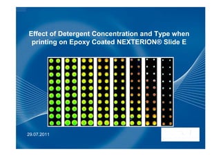 Effect of Detergent Concentration and Type when
 printing on Epoxy Coated NEXTERION® Slide E




29.07.2011
 