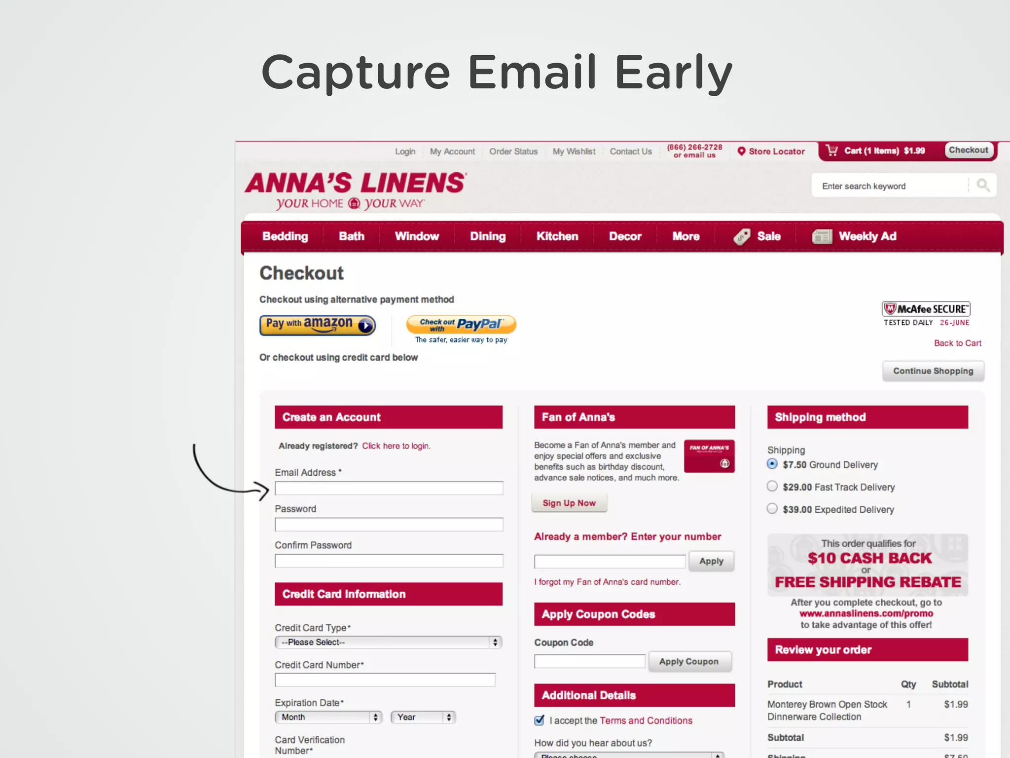 Capture Email Early
 