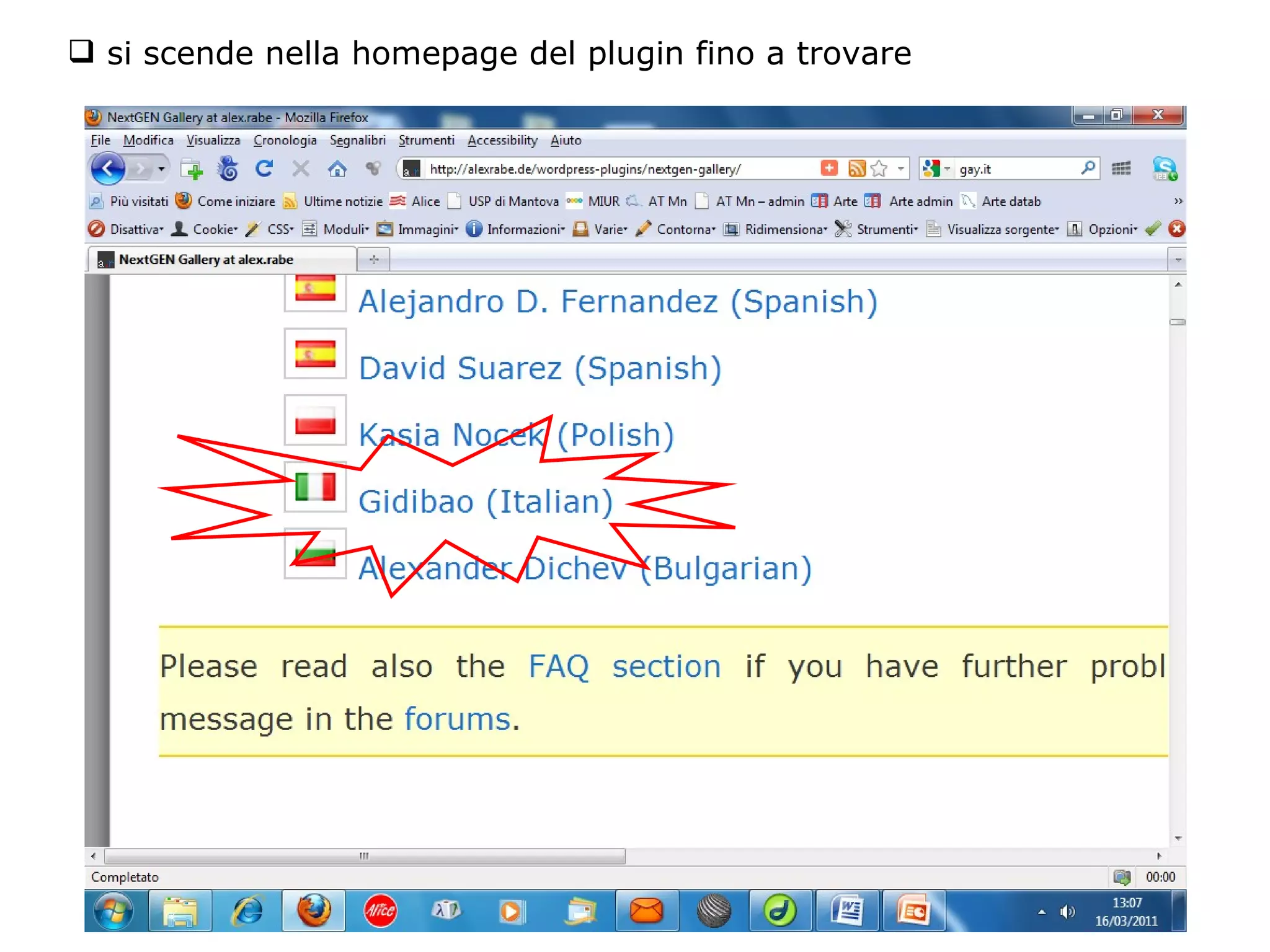 si scende nella homepage del plugin fino a trovare 