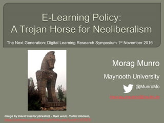 Morag Munro
Maynooth University
@MunroMo
morag.munro@nuim.ie
Image by David Castor (dcastor) - Own work, Public Domain,
https://commons.wikimedia.org/w/index.php?curid=11575876
The Next Generation: Digital Learning Research Symposium 1st November 2016
 